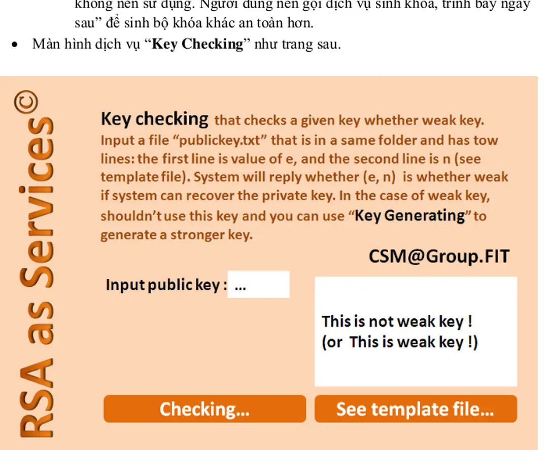  Màn hình dịch vụ “Key Checking” như trang sau. - Nghiên cứu tấn công RSA và xây dựng công cụ phân tích RSA