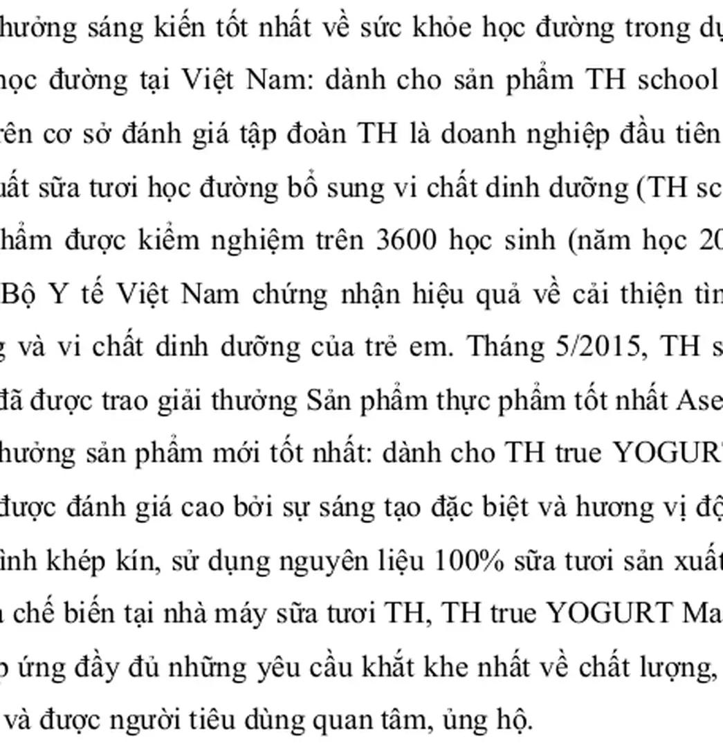 Hình 7 (Ảnh chứng nhận giải thưởng dành cho tập đoàn TH) - PHÂN TÍCH CHIẾN lược sản PHẨM của TH TRUE MILK