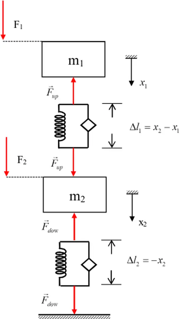 Hình 2.9 Tách vật với mô hình 2 - Đồ án tốt nghiệp mô hình và phương pháp số tính toán dao động phi tuyến của cơ hệ có đạo hàm cấp phân số