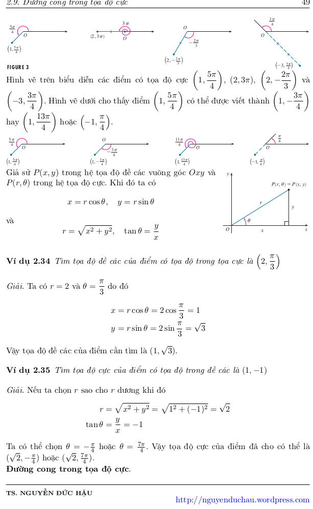 Hình vẽ trên biểu diễn các điểm có tọa độ cực - Bài giảng Giải tích một biến phần 1