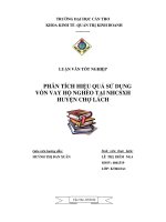 Phân tích hiệu quả sử dụng vốn vay hộ nghèo của Phòng giao dịch NH chính sách xã hội