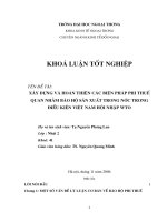 Xây dựng và hoàn thiện các biện pháp phi thuế quan nhằm bảo hộ sản xuất trong nước trong điều kiện VN hội nhập WTO