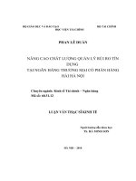 Nâng Cao Chất Lượng Quản Lý Rủi Ro Tín Dụng Tại Ngân Hàng Thương Mại Cổ Phần Hàng Hải Hà Nộ