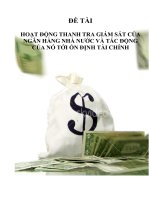 Hoạt động thanh tra giám sát của ngân hàng nhà nước và tác động của nó tới ổn định tài chính