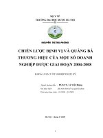 Chiến lược định vị và quảng bá thương hiệu của một số doanh nghiệp dược giai đoạn 2004-2008