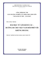 Bài học từ gói kích cầu – hướng đi cho việt nam đối phó với khủng hoảng