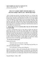 Đầu tư và phát triển thương hiệu của doanh nghiệp trong quá trình hội nhập