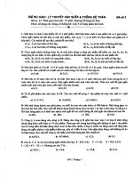 Đề thi môn : Lý thuyết  Xác suất & Thống kê toán 2