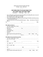 HỢP ĐỒNG KINH TẾ VỀ GIAO NHẬN THẦU XÂY DỰNG TỔNG THỀ CÔNG TRÌNH