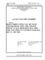 Hoàn thiện công tác kế toán thành phẩm , tiêu thụ thành phẩm và xác định kết quả tiêu thụ tại công ty cổ phần Xuất Nhập Khẩu Rau quả I - Hà Nội.docx