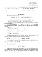 QUYẾT ĐỊNH V/v: Giải quyết khiếu nại của ..................................................................  CHỨC DANH CỦA NGƯỜI RA QUYẾT ĐỊNH