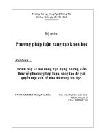 Trình bày về nội dung vận dụng những kiến thức về phương pháp luận, sáng tạo để giải quyết một vấn đề nào đó trong tin học.