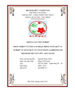 HOÀN THIỆN VÀ NÂNG CAO HOẠT ĐỘNG NGÂN QUỸ VÀ NGHIỆP VỤ NGÂN QUỸ CỦA NGÂN HÀNG AGRIBANK CHI NHÁNH HUYỆN TÂN YÊN – BẮC GIANG.doc