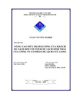 Nâng cao mức độ hài lòng của khách du lịch đối với tour du lịch sinh thái của công ty cổ phần du lịch cửu long.pdf