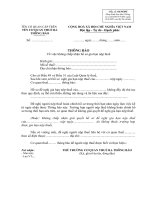 THÔNG BÁO Về việc không chấp nhận hồ sơ gia hạn nộp thuế