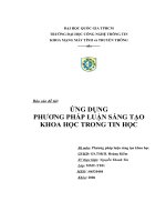 ỨNG DỤNG  PHƯƠNG PHÁP LUẬN SÁNG TẠO KHOA HỌC TRONG TIN HỌC 