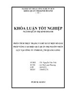 Phân tích thực trạng và đề xuất một số giải pháp nâng cao hiệu quả Quản trị nguồn nhân lực tại công ty TNHH SX_TM Quang Long.doc