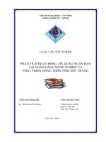 Phân tích hoạt động tín dụng ngắn hạn tại ngân hàng nông nghiệp và phát triển nông thôn tỉnh sóc trăng.pdf