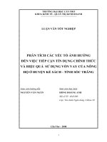 ĐẾN VIỆC TIẾP CẬN TÍN DỤNG CHÍNH THỨC VÀ HIỆU QUẢ  SỬ DỤNG VỐN VAY CỦA NÔNG HỘ Ở HUYỆN KẾ SÁCH TỈNH SÓC TRĂNG.doc