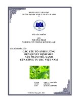 Các yếu tố ảnh hưởng đến quyết định mua sản phẩm trà xanh của công ty urc việt nam