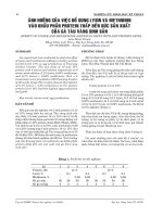 ảnh hưởng của việc bổ sung lysin và methionin vào khẩu phần protein thấp đến sức sản xuất của gà tàu vàng sinh sản