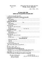 Tờ khai góp vốn bằng giá trị quyền sử dụng đất