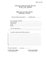Phiếu yêu cầu công chứng Hợp đồng, văn bản