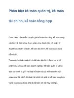 Phân biệt kế toán quản trị, kế toán tài chính, kế toán tổng hợp