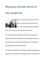 Những mục cần quan tâm khi tổ chức thuyết trình