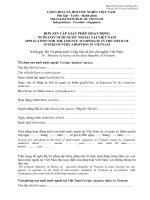 Đơn xin cấp phép nhận con nuôi nước ngoài tại Việt Nam