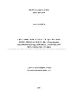 Chất lượng nước và tích lũy vật chất dinh dưỡng trong ao nuôi cá tra (Pangasianodon hypophthalmus Sauvage, 1878) thâm canh ở quận ô môn, thành phố cần thơ