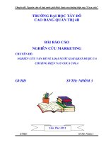 Nguyên cứu về loại nước giải khát được ưa chuộng hiện nay Coca cola