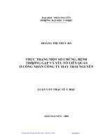 Thực trạng một số chứng, bệnh thường gặp và yếu tố liên quan ở công nhân Công ty may Thái Nguyên