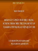 Khảo sát và phân tích thực trạng sử dụng thuốc điều trị tăng huyết áp tại khoa tim mạch (a2) viện quân y 103