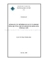  đánh giá các mô hình sản xuất và sinh kế nông hộ vùng chuyển đổi huyện hồng dân, tỉnh bạc liêu