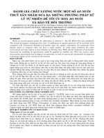 đánh giá chất lượng nước một số ao nuôi thuỷ sản nhằm đưa ra những phương pháp xử lý tự nhiên để tối ưu hoá ao nuôi và bảo vệ môi trường