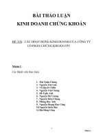 các hoạt động kinh danh chứng khoán của công ty FPT