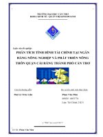 Luận văn tốt nghiệp phân tích tình hình tài chính tại ngân hàng nông nghiệp quận Cái Răng - Cần Thơ.