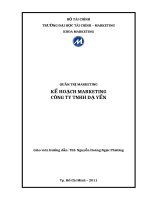 bìa Kế hoạch Marketing Trong Năm Tài Chính 2012 Cho Công Ty TNHH Dạ Yến Về Sản Phẩm Yến Sào