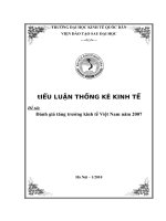 Tiểu luận môn thống kê kinh tế hệ cao học ĐHKTQD - Đánh giá tăng trưởng kinh tế việt nam năm 2007.doc