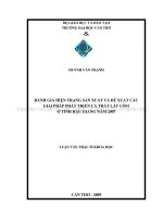 đánh giá hiện trạng sản xuất và đề xuất các giải pháp phát triển cá thát lát còm ở tỉnh hậu giang năm 2007