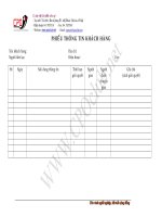 Mẫu Sổ theo dõi thông tin khách hàng