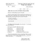 Phiếu yêu cầu cung cấp thông tin địa chính