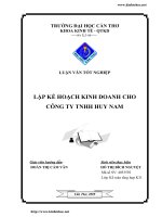 Lập kế hoạch kinh doanh cho công ty TNHH Huy Nam