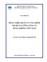 Hoàn thiện quản lý tài chính nội bộ tại Tổng công ty Hàng không Việt Nam