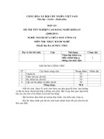 Đề thi Thực hành nghề chuyên ngành sửa chữa máy công cụ 11