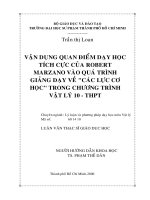 Vận dụng quan điểm dạy học tích cực của Robert marzano 