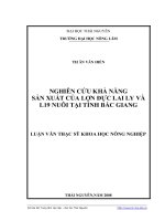 Luận văn thạc sỹ khoa học nông nghiệp