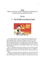 Mối quan hệ biện chứng giữa vấn đề dân tộc và giai cấp trong tư tưởng Hồ Chí Minh