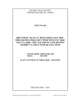 Biện pháp quản lý hoạt động dạy học theo hướng phát huy tính tích cực học tập của học viên tại trung tâm hướng nghiệp và giaos dục thường xuyên tỉnh quảng ninh